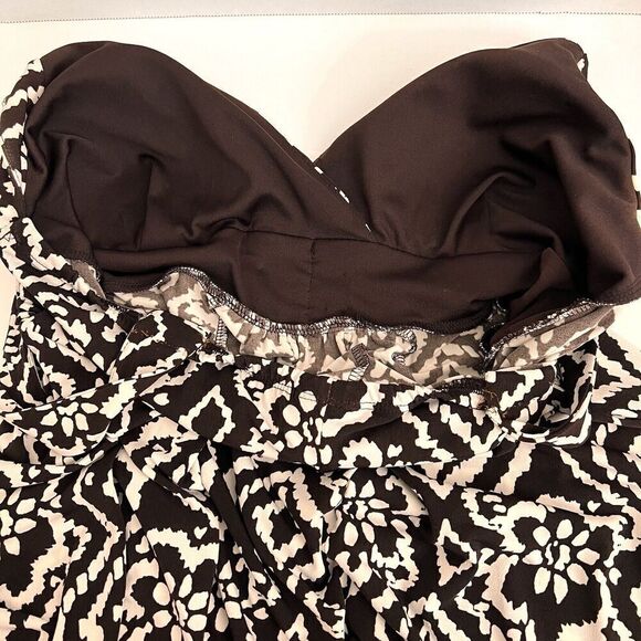 En Focus Studio Dress Womens Size 14 Brown Cream Casual‎ Beaded Sleeveless READ - Picture 14 of 15